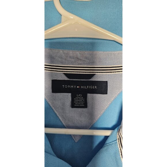 Tommy Hilfiger Polo Shirt Men’s Large Blue Short Sleeve Casual New Without Tags - Picture 2 of 3